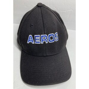 Akron Aeros Cap Hat Fitted‎ S/M Adult  Black Embroidered Minor League Baseball